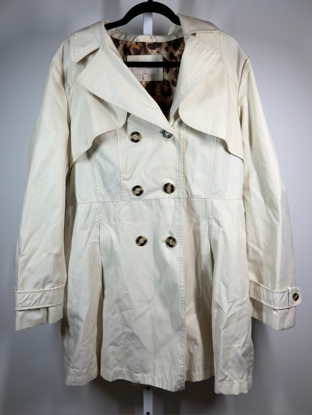Laundry by Shelli Segal Trench Coat in Cream Leopard Lining Size X-Large